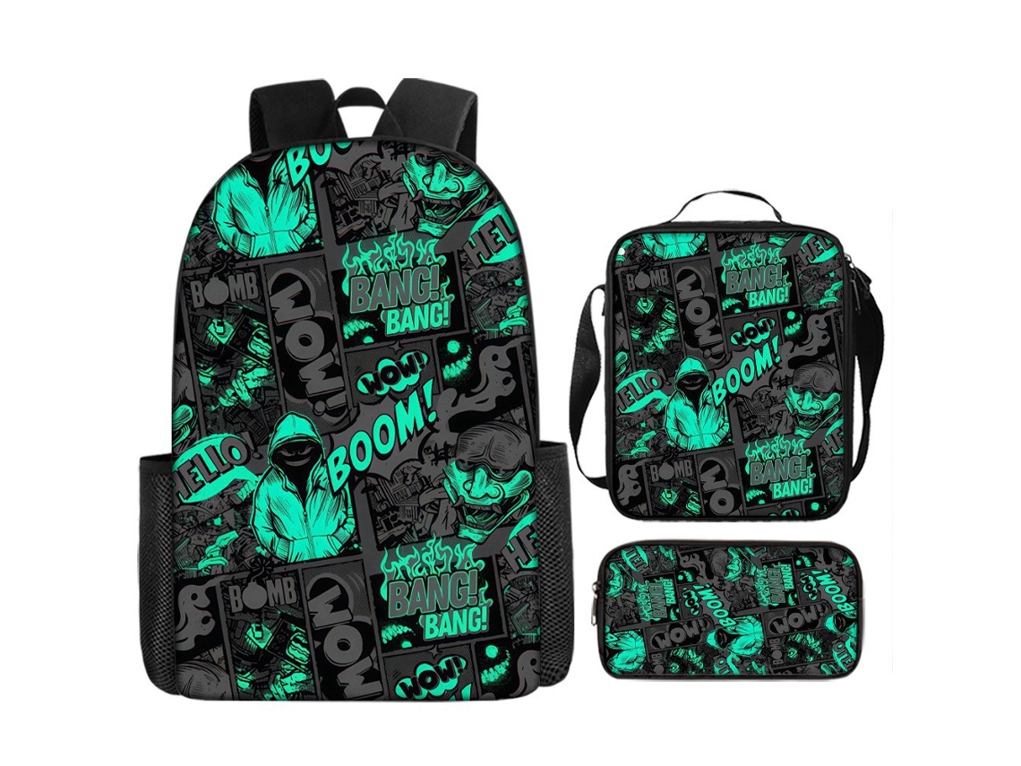 Mochila De Estudante Panoona Play Conjunto 3 Peças Lancheira Estojo 17 Pol 44cm Estilo 24