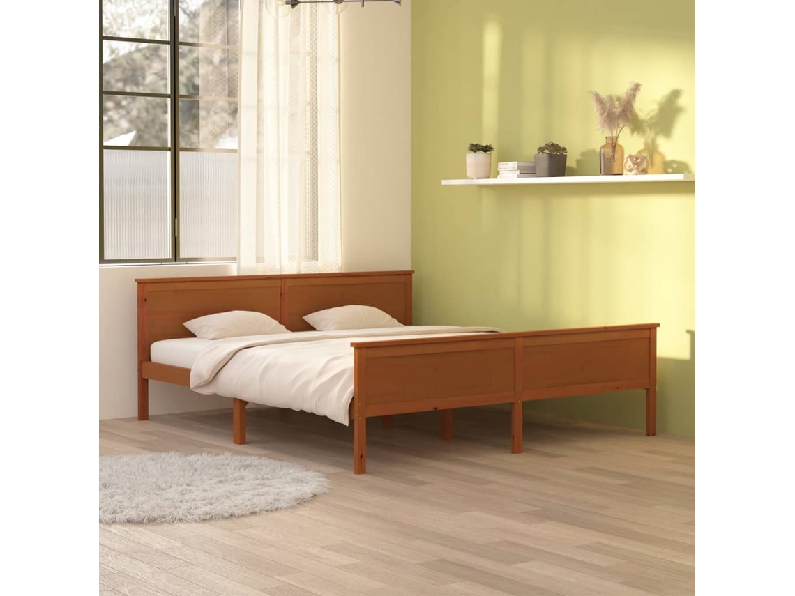 Vidaxl Estrutura De Cama 180x200 Cm Madeira Pinho Maciço Castanho Mel