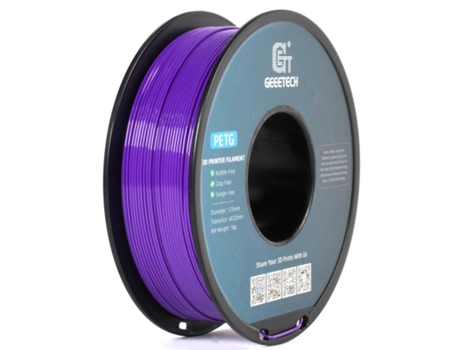 Filamento Geeetech Petg 1,75 mm Roxo Precisão dimensional ±0,03 mm Compatível com Ender 3, Kobra, Bambu Lab e muito mais!