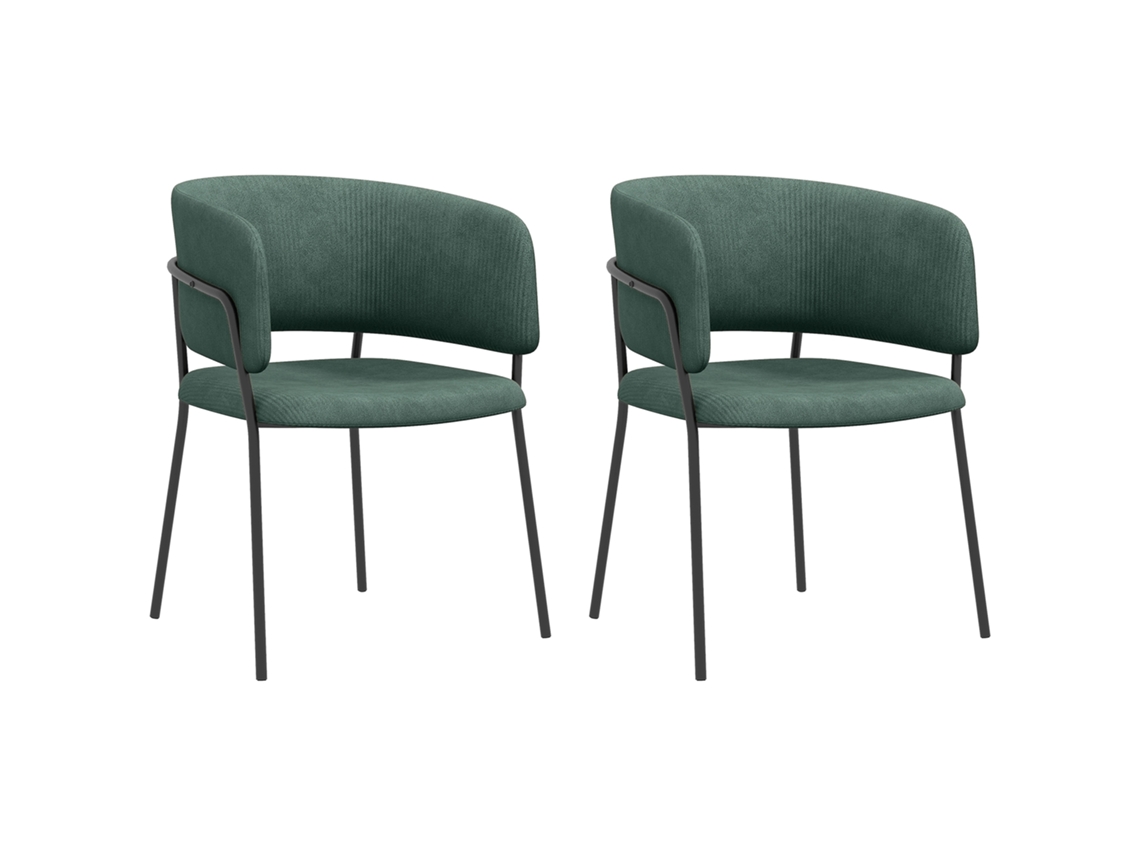 Conjunto 2 Cadeiras Estofadas Em Veludo Verde Modernas