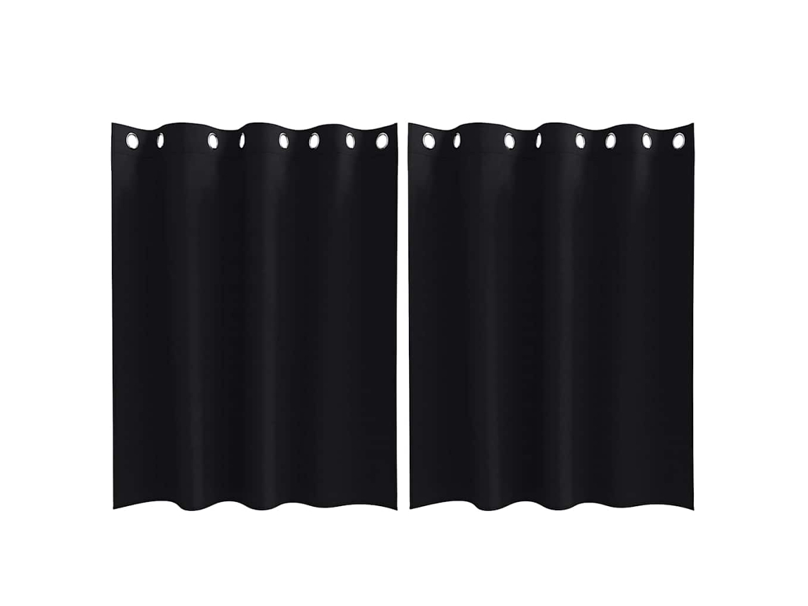 Maison Exclusive - Cortinas Blackout Com Argolas 2 Pcs Preto 140 X 140 Cm