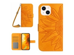 Capa Pega Para Iphone 15 Plus Pele Sintética Amarelo
