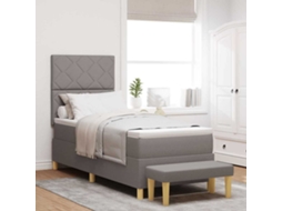 Vidaxl Cama Box Com Cabeceira Cinzento-acastanhado 200 X 80 Cm Tecido