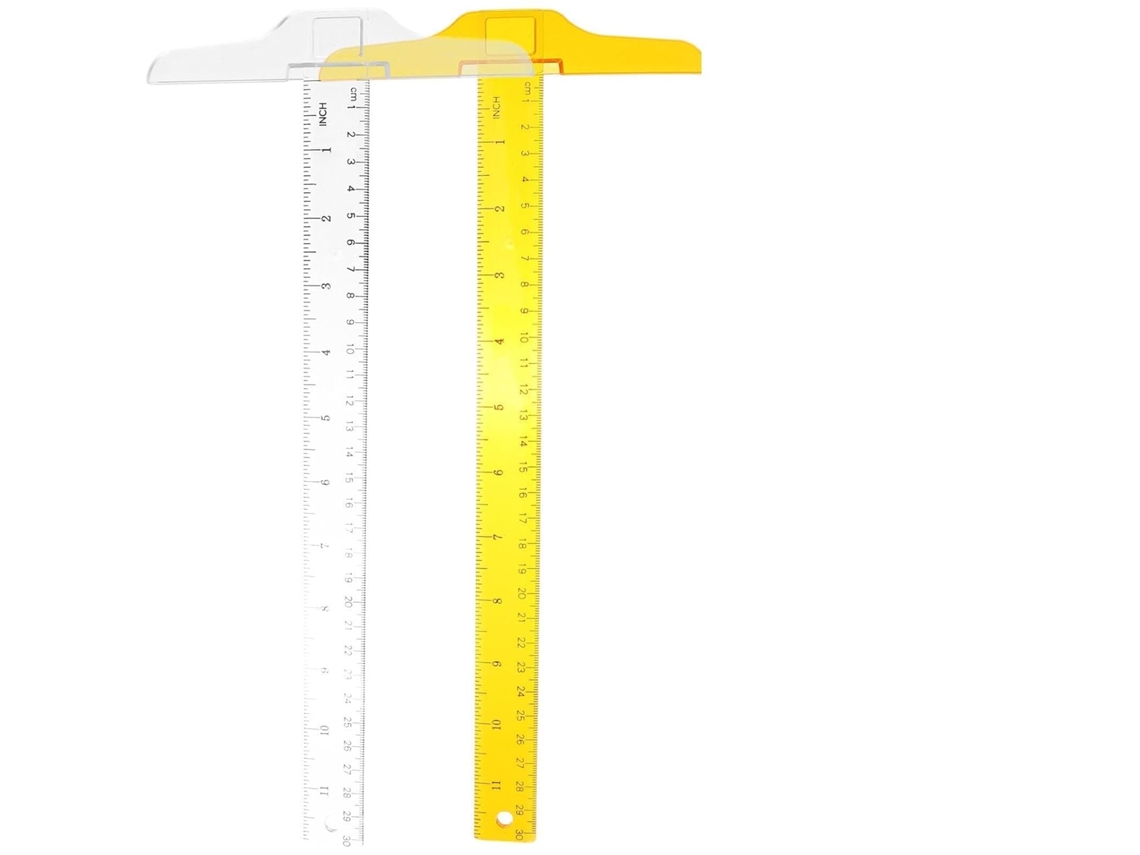Régua de precisão profissional em formato T, régua de plástico transparente, Da Kichouse, ideal para decoração escolar.