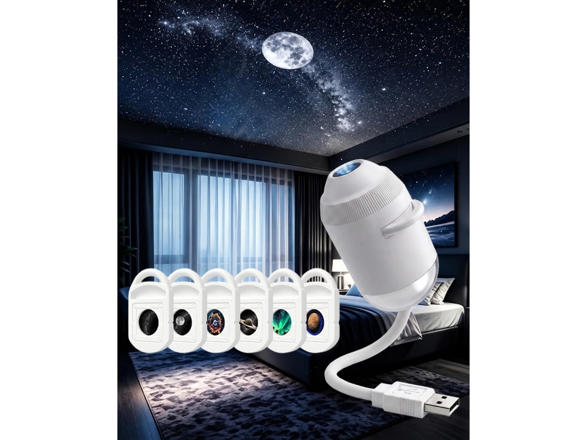 Projetor De Estrelas Hd Plug And Play, Luz Noturna Galáxia Usb (6