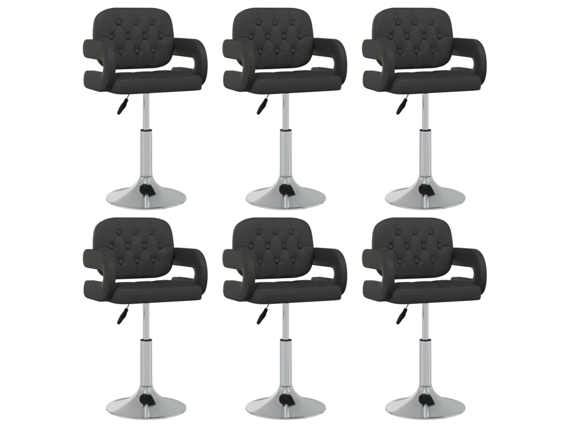Vidaxl Cadeiras De Jantar Giratórias 6 Pcs Couro Artificial Preto