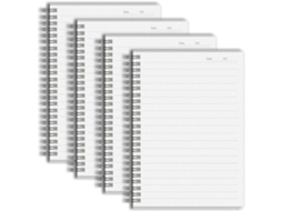 Caderno A5 de Metal, Espiral, Pautado, Pacote com 4 Unidades, Capa Rígida de Plástico Fosco BRILVIBERA