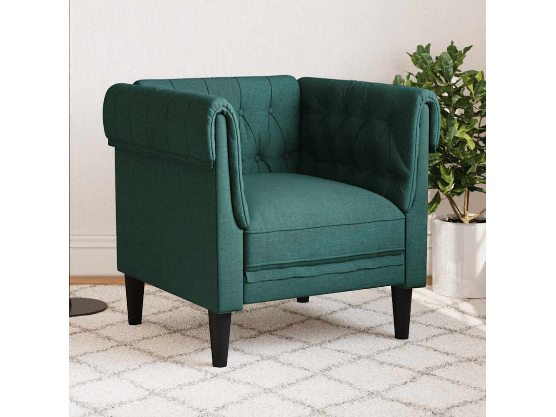 Vidaxl Sofá Chesterfield Tecido Verde-escuro