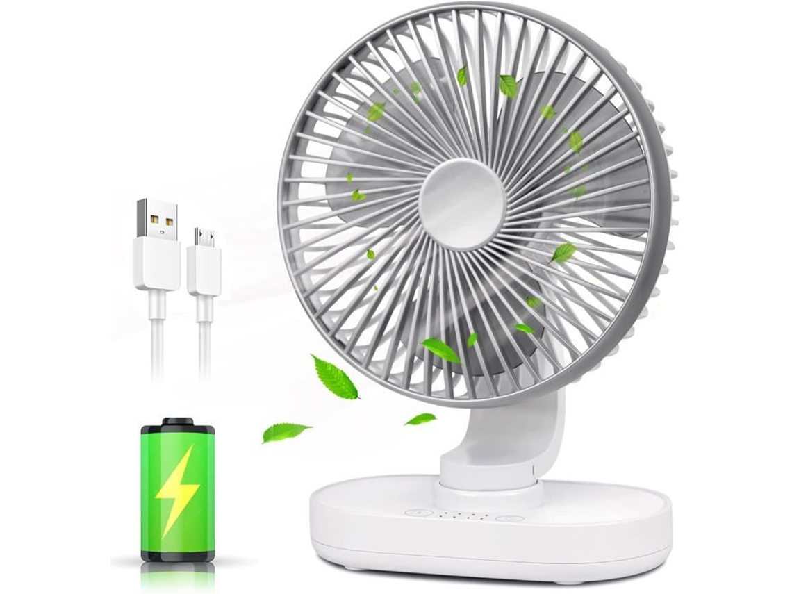 Ventilador portátil dobrável BRILVIBERA, 5 velocidades, suporte para celular, visor, 1800mAh