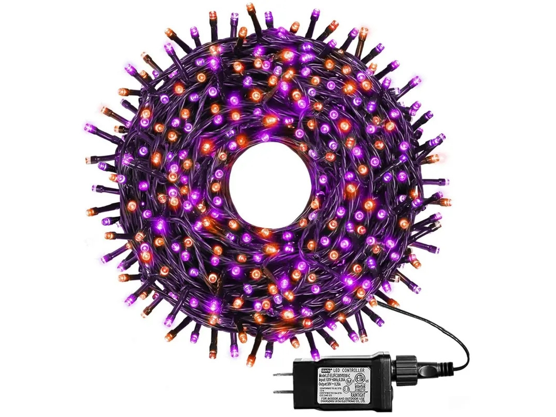 Lurelia Cordão Luminoso Para Halloween, Roxo E Laranja, 10 M, 100 Leds, Ficha Eua, Ip65