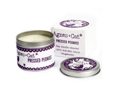 Vela em Lata Peônia Prensada 7.5X6 Cm
