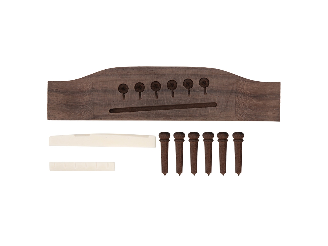 Cavalete, Cavalete e Cravelhas para Violão Acústico em Jacarandá , Cor: Jacarandá AQUAFORGE (6 Peças)