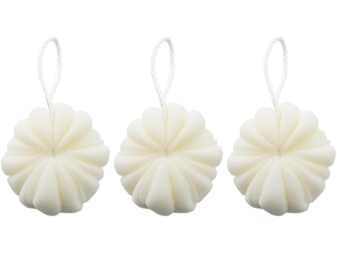 Bolas De Banho Bege Em Pe Com Rede, Conjunto De 3 Em Formato De Abóbora Com Corda Para Pendurar.