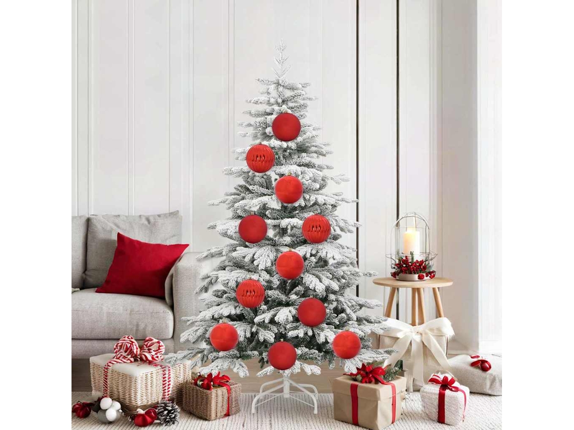 Vidaxl Conjunto De Bolas De Natal Xl 9 Unid. Vermelho Ø 15 Cm Plástico