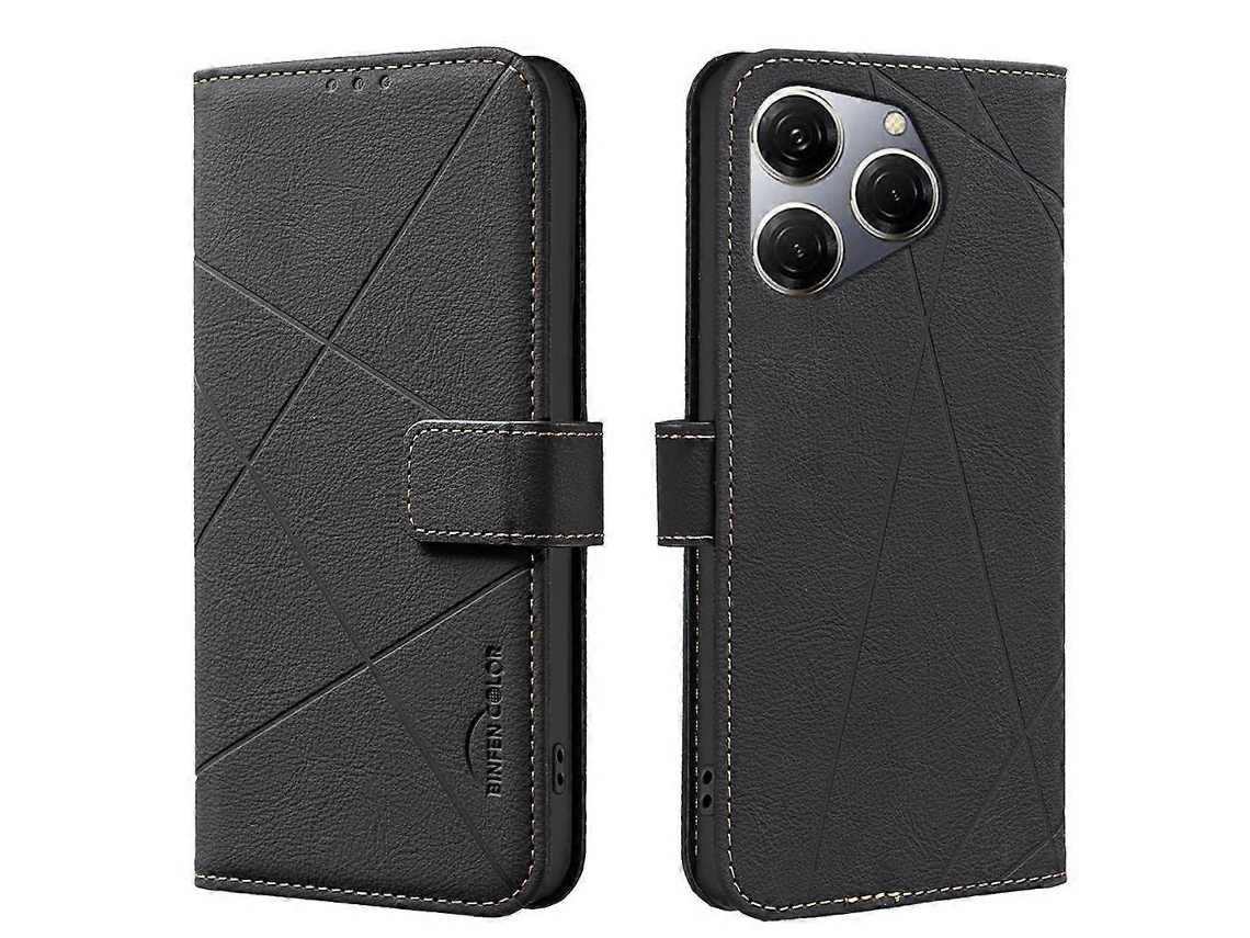 Capa De Couro Para Celular Com Padrão Geométrico Rfid