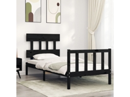 Estrutura Cama De Solteiro C/ Cabeceira Madeira Maciça Preto