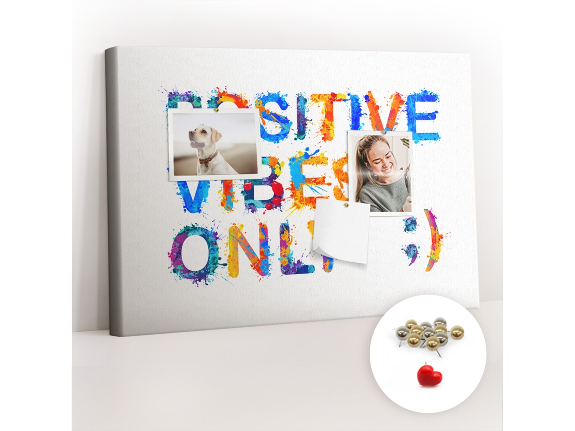 Painel De Cortiça Para Parede Citação Positiva Para O Corredor Espelharte (60x40 Cm)
