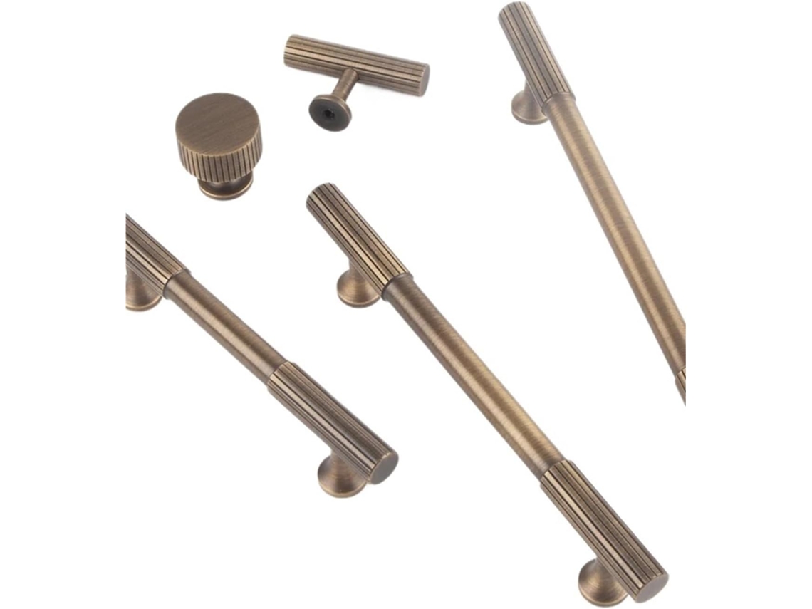 Puxadores Longos Em Latão Maciço Com Acabamento Bronze Antigo Para Armários De Quarto E Cozinha, Modelo T, 1 Peça Latão