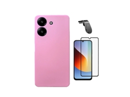 Kit Vidro Temperado Capa Silicone Líquido Suporte L Phonecare Para Xiaomi Redmi A7 4g - Rosa