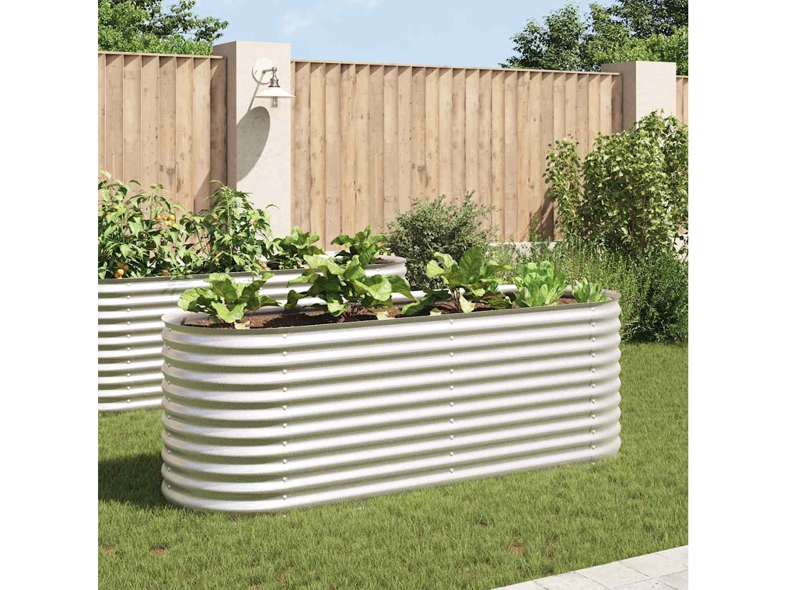 Vidaxl Canteiro Elevado De Jardim Aço Galvanizado 240x80x81cm Prateado