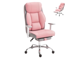Cadeira De Escritório Ergonómica Rosa Com Apoios De Braço Ajustáveis, Apoio Para Os Pés E Cabeça E Design Robusto