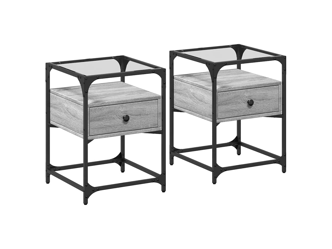 Bedside Cabinet, Bedside Cabinets Vidaxl Cinzeto Madeira Processada (n/a)