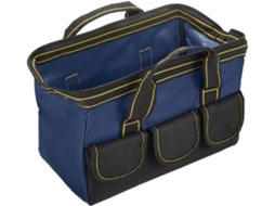 Uma bolsa organizadora de ferramentas completa oferece amplo espaço para fácil acesso e transporte resistente.