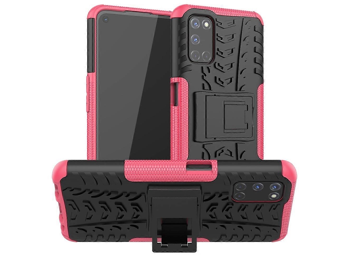 Capa Protetora Tpupc À Prova De Choque Com Textura De Pneu Com Suporte Para Oppo A52 / A72 / A92