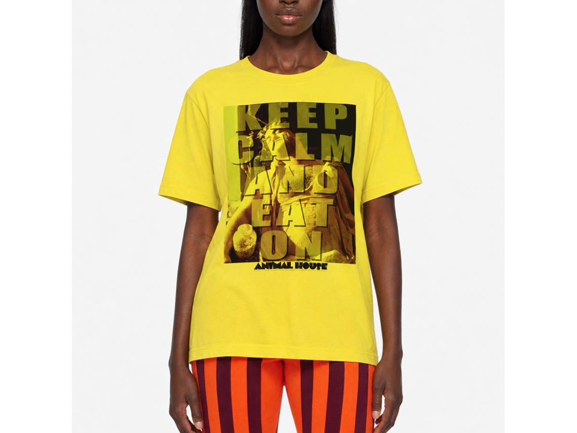 Rockinstone Animal House Movie Eat On Solid Yellow Adult T-shirt Size:xxl