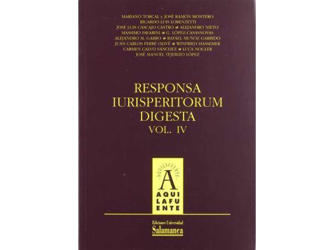 Livro Responsa Iurisperitorum Digesta, Vol. Iv de Mariano Et Al Torcal (Espanhol)
