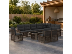Vidaxl Conjunto De Sofá De Jardim 11 Unid. Cinza E Cinza Escuro