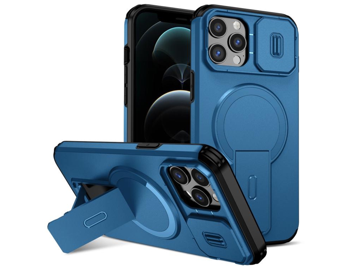 Capa Com Suporte Magsafe Para Iphone 12 Pro Max - Abertura Deslizante Com Proteção De Câmara