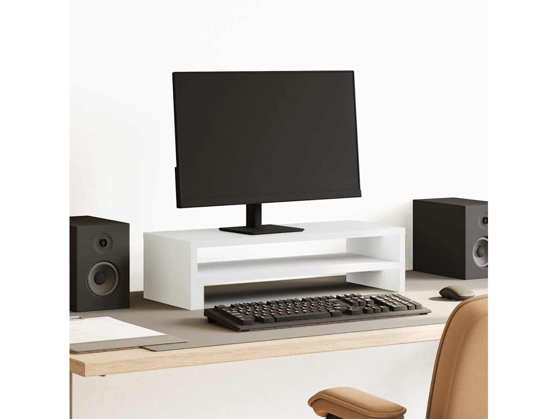 Vidaxl Suporte Para Monitor 54x22x15 Cm Derivados De Madeira Branco
