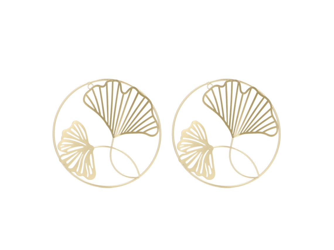 2 Peças Decor Iron Art Folhas Ginkgo Parede 3d Estéreo