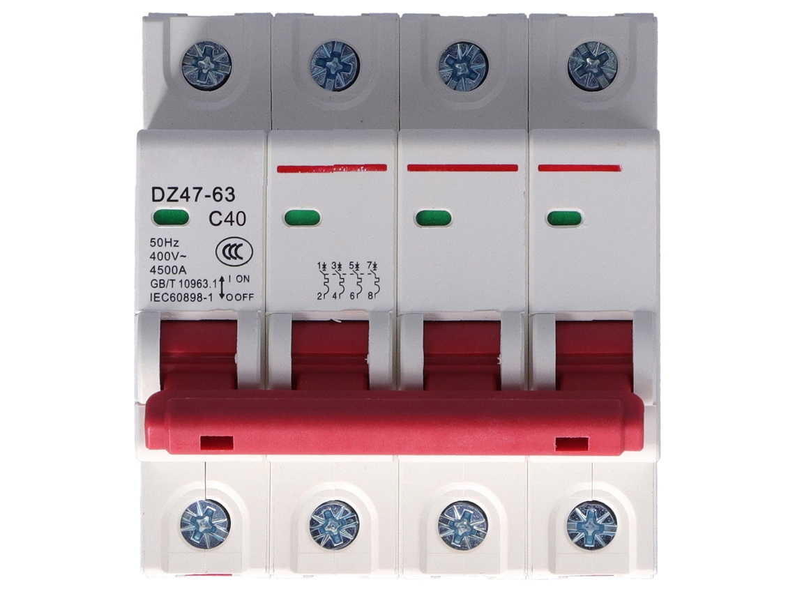 Interruptor de circuito 4p mini MCb proteção contra sobrecarga e curto circuito 40a 400v S/MARCA