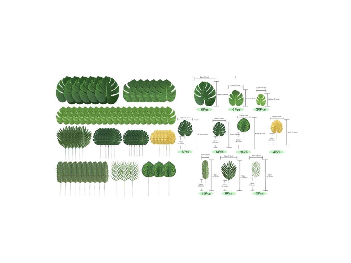 70pcs monstera artificial DIY folha falsa planta decorativa jardim praia resistente reutilizável | S/MARCA
