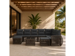 Vidaxl Conjunto De Sofá De Jardim 10 Unid. Cinzento Vime Pe