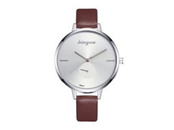 Relógio de Pulso Feminino de Quartzo com Pulseira de Couro Pu Estilo Leisure Zhoulianfa Café