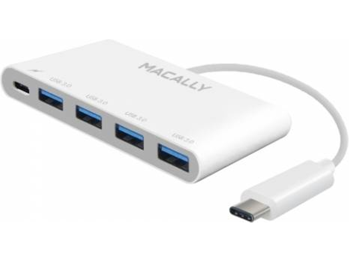 Hub MACALLY USB-C to 4xA + 1 USB-C (Branco)