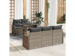 Vidaxl Conjunto De Sofá De Jardim Com Almofada Manual 6 Pcs Cinzeto