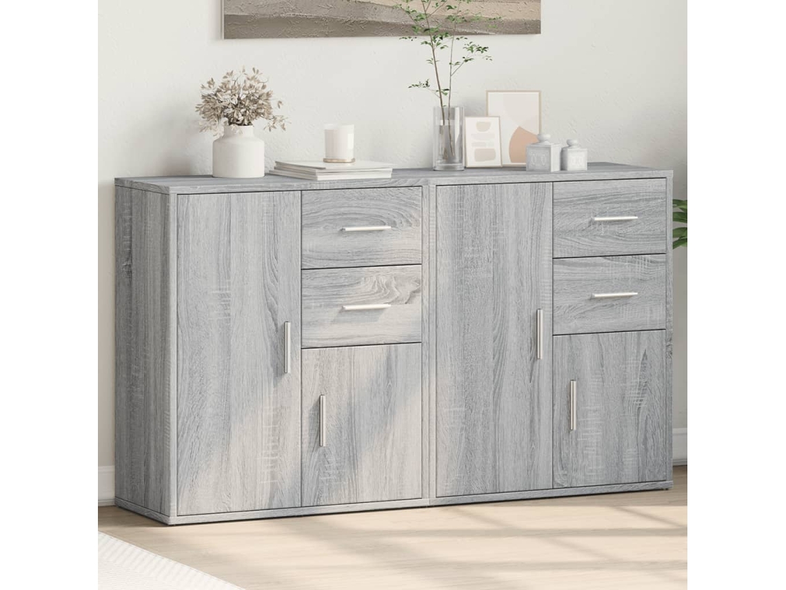Vidaxl Aparadores 2 Pcs 60x31x70 Cm Derivados Madeira Cinzento Sonoma