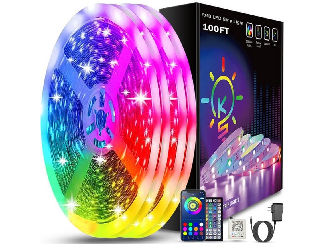 Fita Led Bluetooth 30m Com App Para Quarto E Escritório