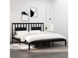 Estrutura De Cama 200x200 Cm Pinho Maciço Preto