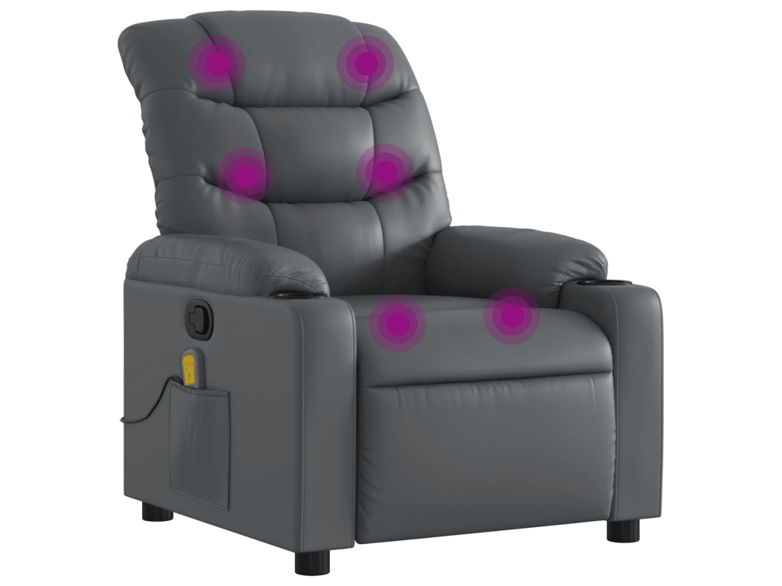 Massage Recliner Chair, Massage Recliner Chairs Vidaxl Cinzeto Couro Artificial