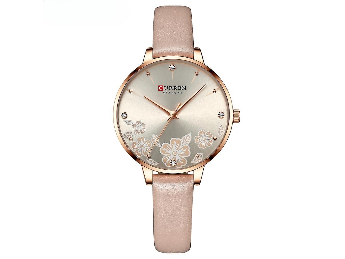 Moda Feminina Pulseira de Couro Genuíno Quartzo Relógio de Pulso Impermeável Ouro