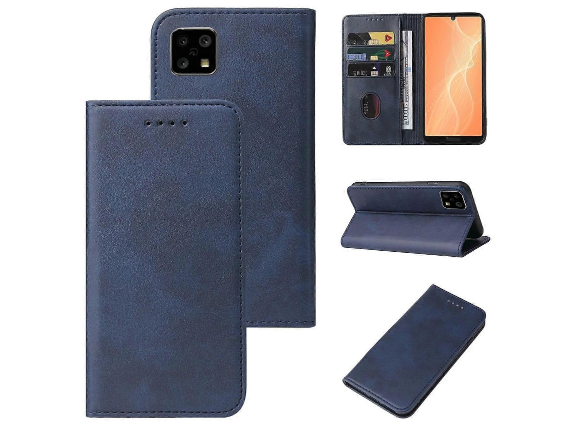Capa De Couro Com Fecho Magnético Para Sharp Aquos Sense 4
