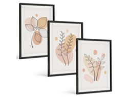 Conjunto De Pinturas Desenhos De Plantas Em Pastel Espelharte (3 Peças 40x60 Cm)