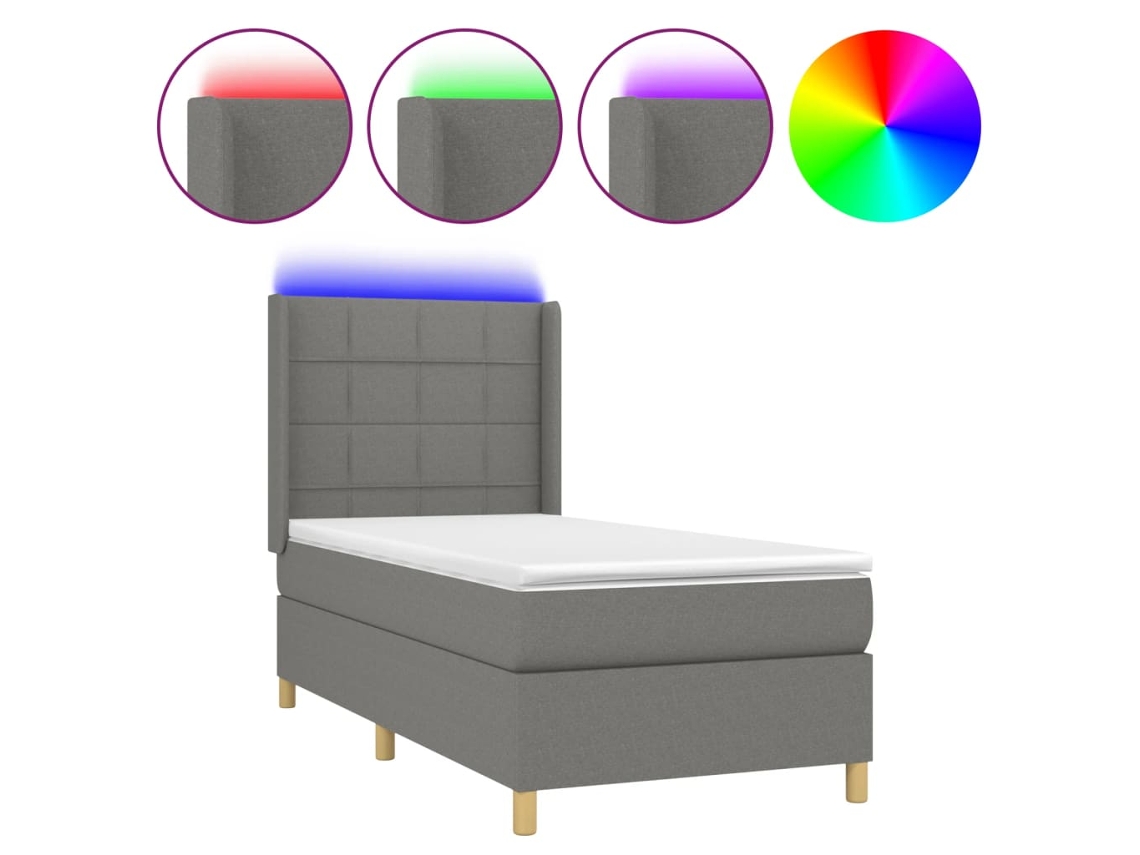 Box Spring Bed, Box Spring Beds Vidaxl Cinzeto Tecido (100 X 200 Cm)