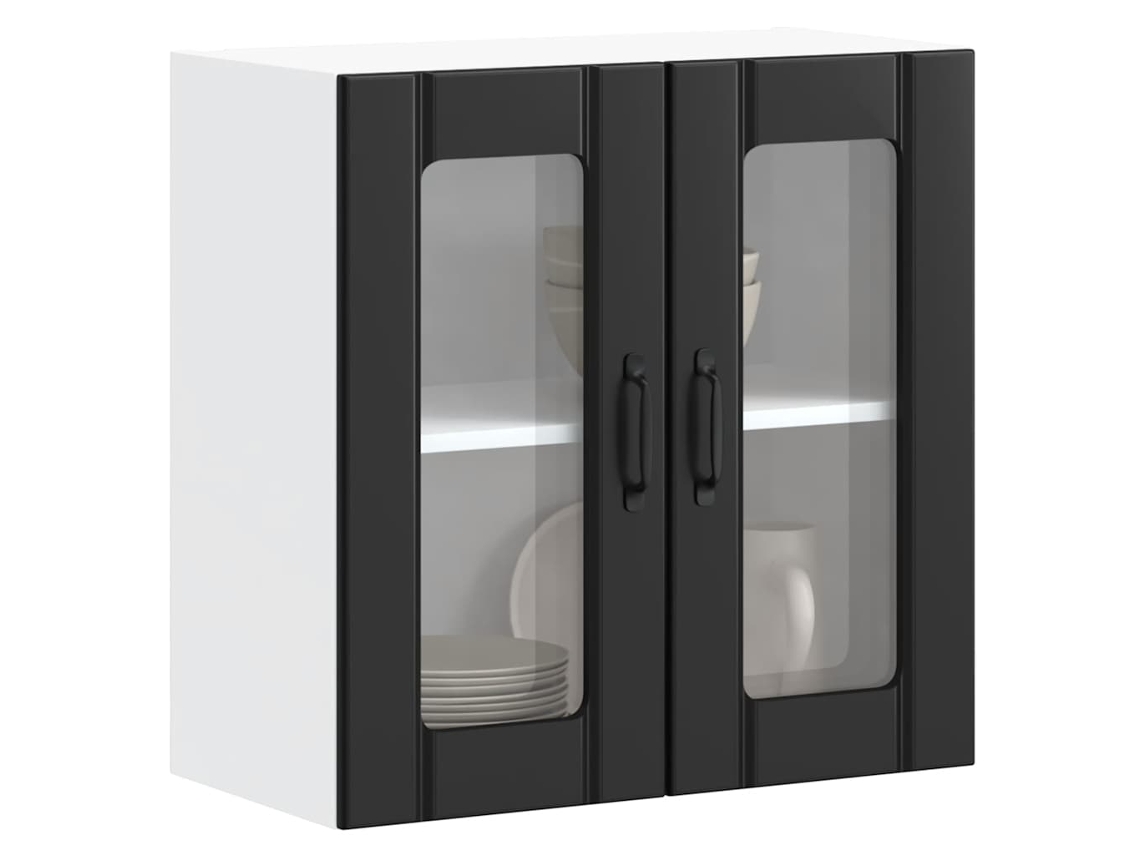 Vidaxl Armário De Parede De Cozinha Porta Vidro Lucca Preto