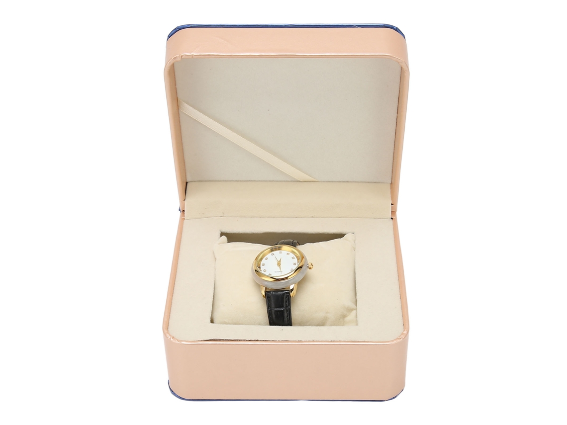 Relógio de Pulsera para Mulher com Pedra Preciosa e Pulseira de Couro Pu